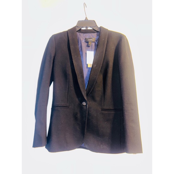 NWT J Crew Black Long Sleeve Blazer Coat Jacket Size 2 - Picture 1 of 4